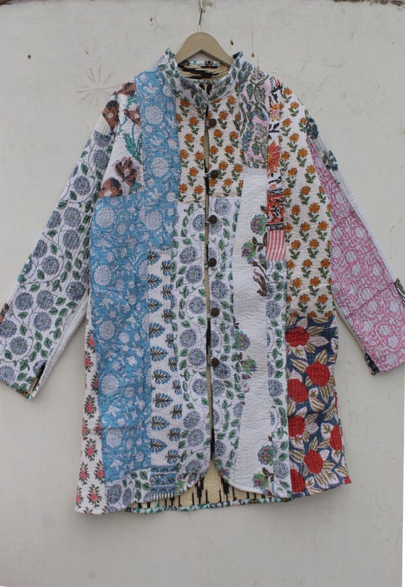 Patchwork Quilted Cotton Jacket: Floral Bohemian … - image 6