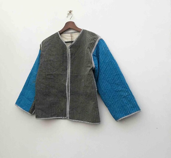 Patchwork Kantha Jacket: Handmade Bohemian Quilte… - image 4