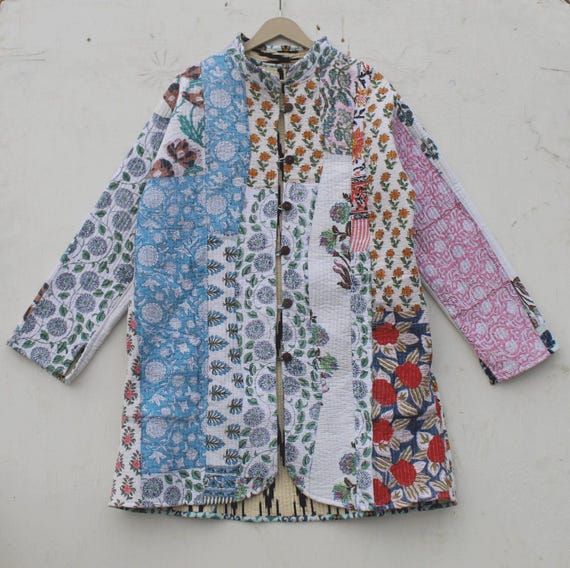Patchwork Quilted Cotton Jacket: Floral Bohemian … - image 1