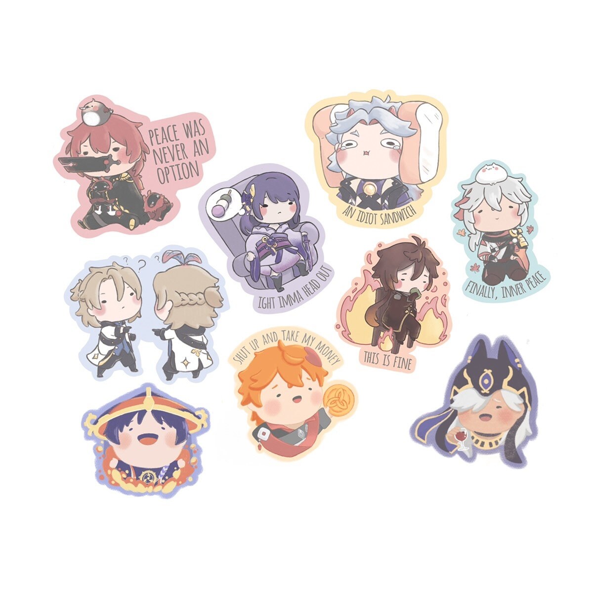 3 Piece Genshin Meme Stickers Etsy