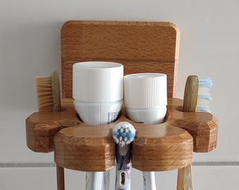 Porte brosse à dents, porte dentifrice en bois, cadeau