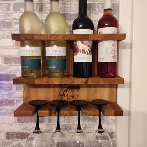 Wooden wine glass rack / wall wine rack / wine rack with engraving