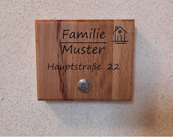 Klingelschild personalisiert aus Holz / Klingelschild personalisiert