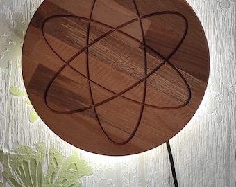 Wooden wall lamp, round wooden lamp, round beech wall lamp, wooden wall lamp