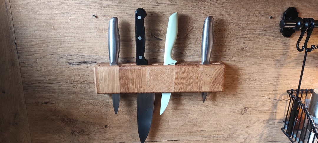 Oak Knife Rack, Knife Block, Knife Stand, Wooden Knife Storage, Wooden ...