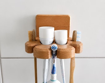 Toothbrush holder, wooden toothpaste holder, gift