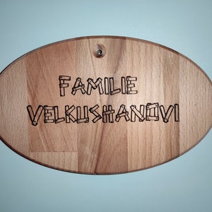 Targhetta per porta d&#39;ingresso in legno massello/personalizzata con incisione/cartello per porta in legno/cartello in legno