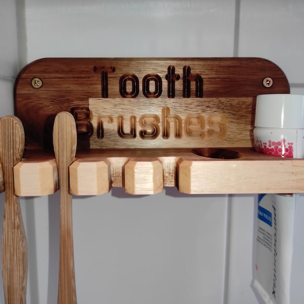 Porte-brosse à dents et porte-dentifrice en bois