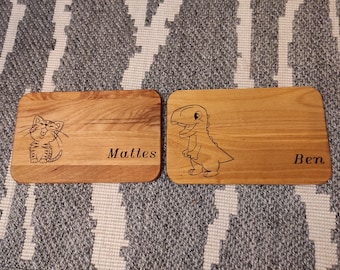 Children's breakfast board, personalized gift, wooden board made of bamboo or birch with engraving