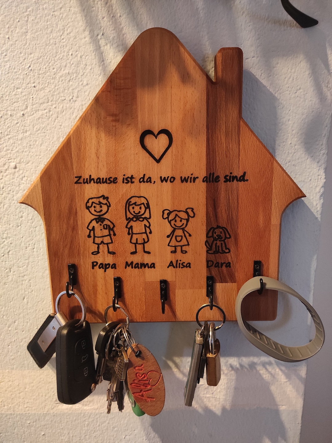 Wooden Key Rack / Key Holder With Engraving / Key Fob / Incl. Screws ...