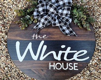 Personalized Welcome to our home sign, Door hangar, Front Porch Sign, Farmhouse Decor, Housewarming gift