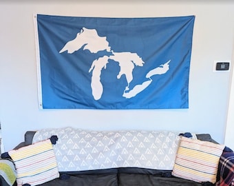 Double Sided Great Lakes Flag, Michigan Flag, Wisconsin Flag, HOMES Flag, Fresh Lakes Flag, Michigan Pride Flag, Michigan Pride