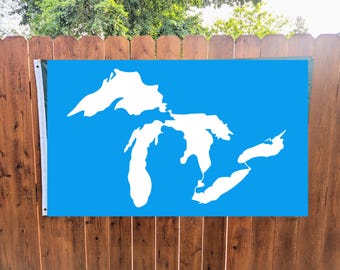 Double Sided Great Lakes Flag, Bright Blue Michigan Flag, Wisconsin Flag, HOMES Flag, Fresh Lakes Flag, Michigan Pride Flag, Michigan Pride