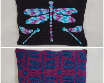 Dragonfly Pillow Mosaic Crochet PDF Pattern