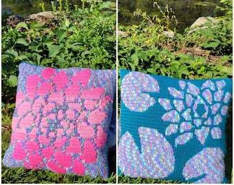 Water Lily Pillow Mosaic Crochet PDF Pattern