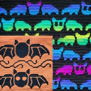 Bats Pillow Mosaic Crochet PDF Pattern