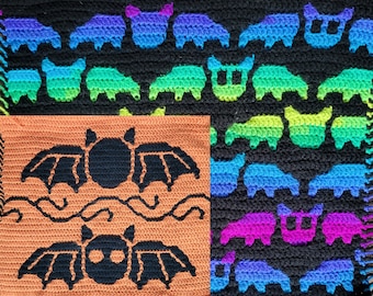 Bats Pillow Mosaic Crochet PDF Pattern