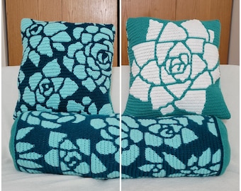 Succulent Garden Pillows Mosaic Crochet PDF Pattern