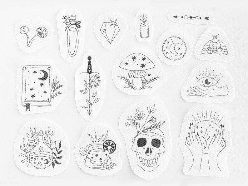 Mystical Hand Embroidery Pattern, Celestial Stick and Stitch Transfer ...