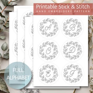 Download digital do alfabeto completo Stick and Stitch, padrão de bordado de enfeite de Natal, alfabeto de bordado para impressão, letra de bordado em PDF