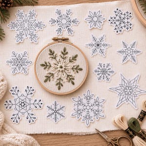 Winter Snowflake Stick and Stitch Embroidery Pattern, Wash Away Embroidery Transfer, Peel and Stick Embroidery Paper, DIY Winter Embroidery