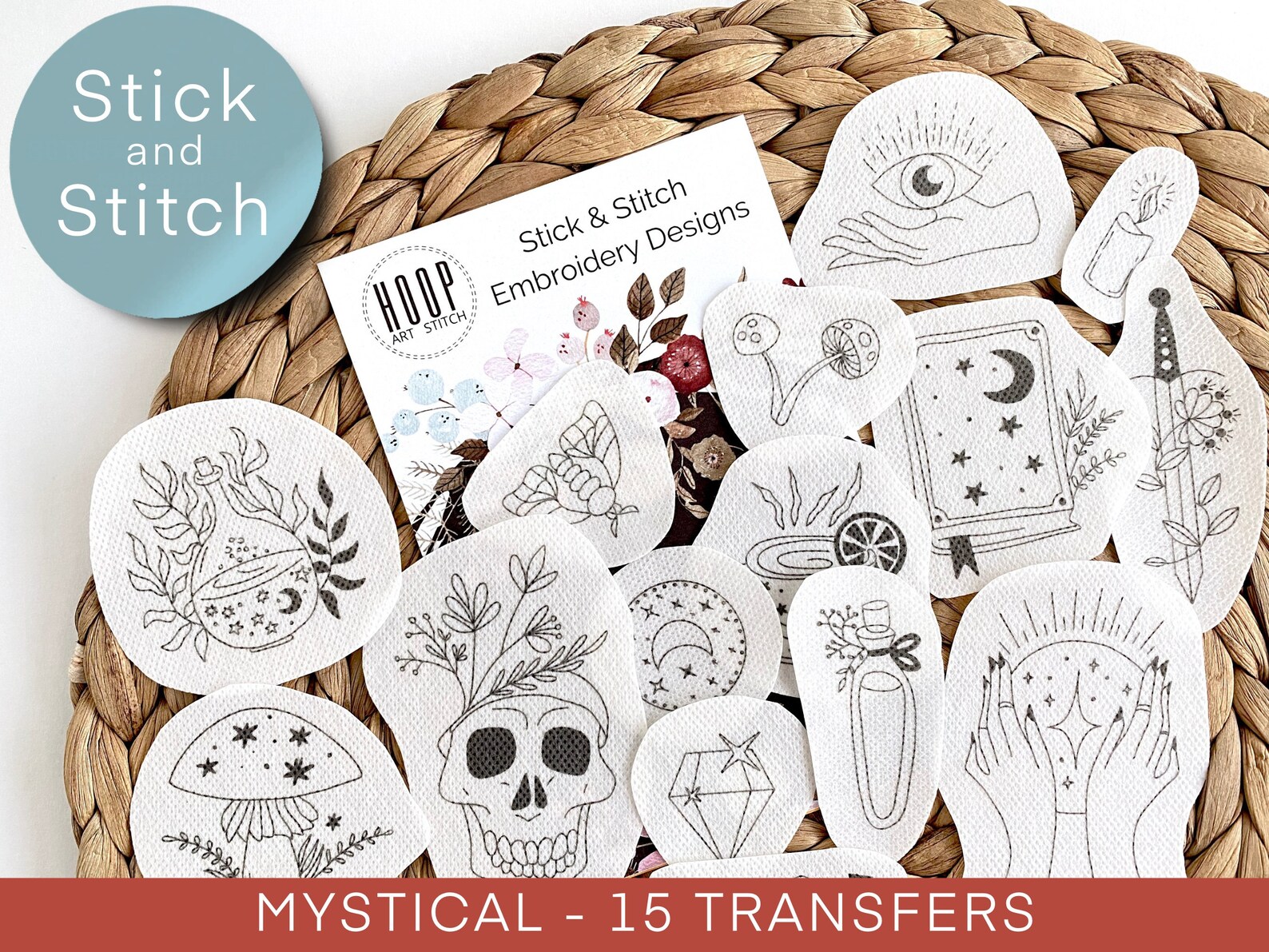 Mystical Hand Embroidery Pattern, Celestial Stick and Stitch Transfer ...