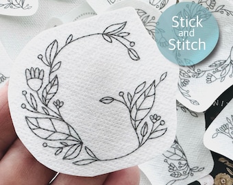 Botanical alphabet embroidery pattern, floral stick and stitch transfer patch, peel and stick letter embroidery, trendy embroidery clothes