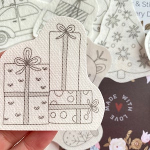 Christmas stick and stitch embroidery pattern, winter transfer patch, cute peel and stick embroidery paper, ornament embroidery pattern image 6