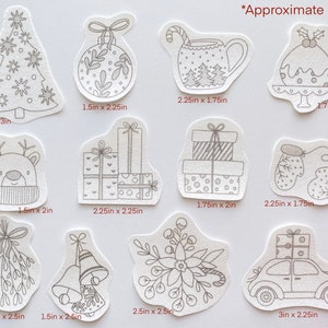 Christmas stick and stitch embroidery pattern, winter transfer patch, cute peel and stick embroidery paper, ornament embroidery pattern image 3