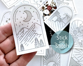 Stick and stitch Boho arches, embroidery pattern, peel and stick transfer patch, water-soluble paper, hand embroidery design, DIY home decor