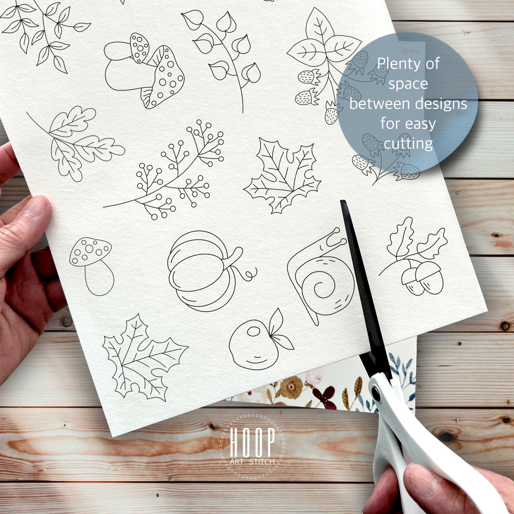 Autumn Floral Embroidery Pattern, Stick and Stitch Printed Sheet, Fall ...