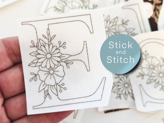 Alphabet Hand Embroidery Pattern, Floral Stick and Stitch Transfer