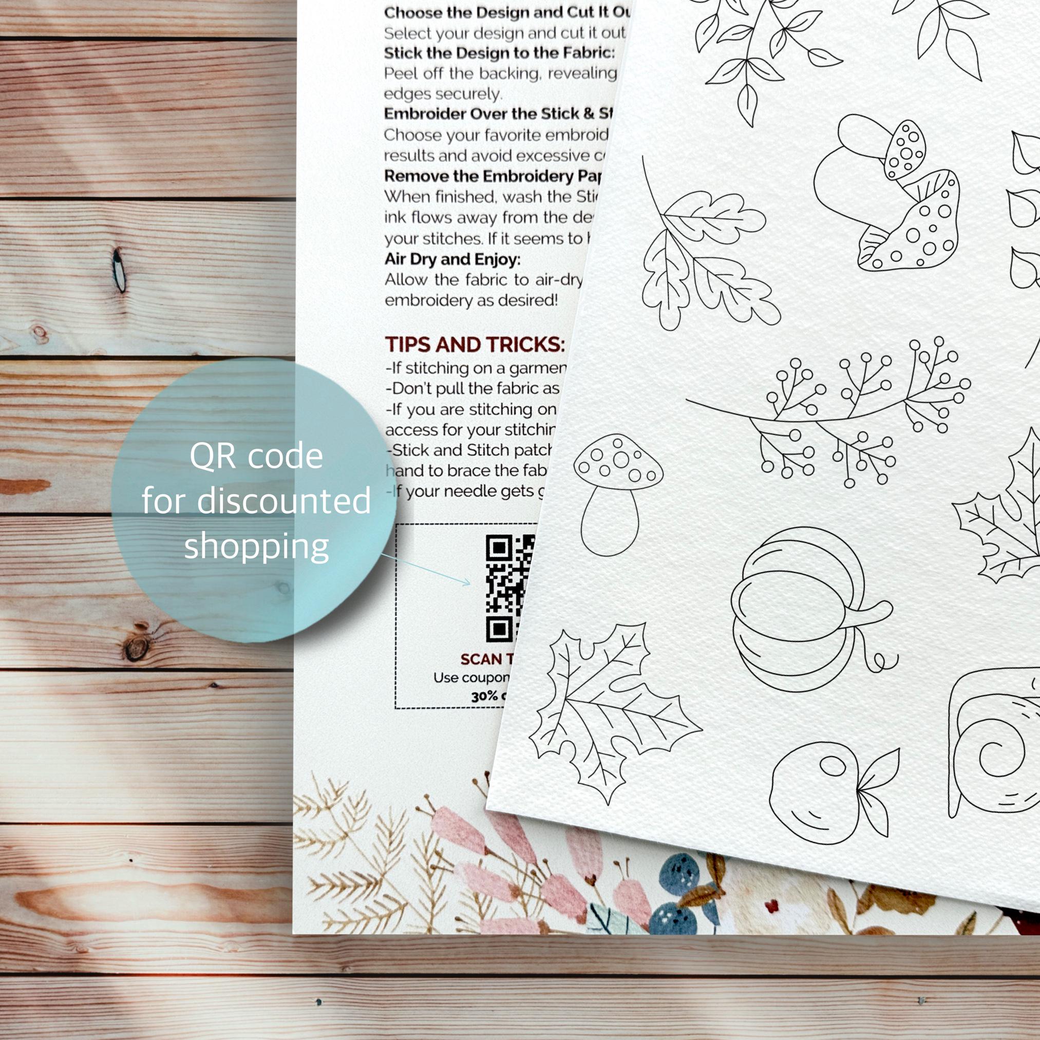 Autumn Floral Embroidery Pattern, Stick and Stitch Printed Sheet, Fall ...