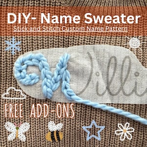 DIY Name Sweater, Stick and Stitch Embroidery Design, Custom Baby Sweater, Personalized Baby Blanket, Kids Sweater, Wash-Away Embroidery