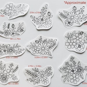 Flowers hand embroidery pattern, botanical stick and stitch transfer patch, peel and stick embroidery paper, trendy embroidery for clothes image 3