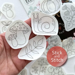 Autumn Stick and Stitch Embroidery Patterns, Fall Flowers Transfer Patches, Thanksgiving Peel and Stick Embroidery, Embroidery for Clothing