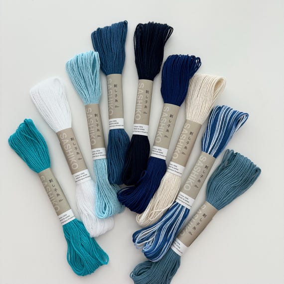 Sashiko Thread by Olympus – 9 Color Options, 20m Skeins, Japanese Cotton Embroidery Thread for Hand Stitching & Visible Mending