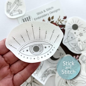 Moons and magic embroidery design, celestial stick and stitch, mystical peel and stick pattern, embroidery paper, wash away stabilizer