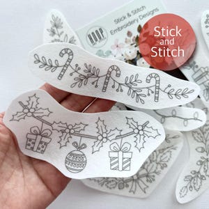 Kerstborduurpatronen, borduurontwerp voor de winter, plakborduurpapier, transferpatches voor de herfst