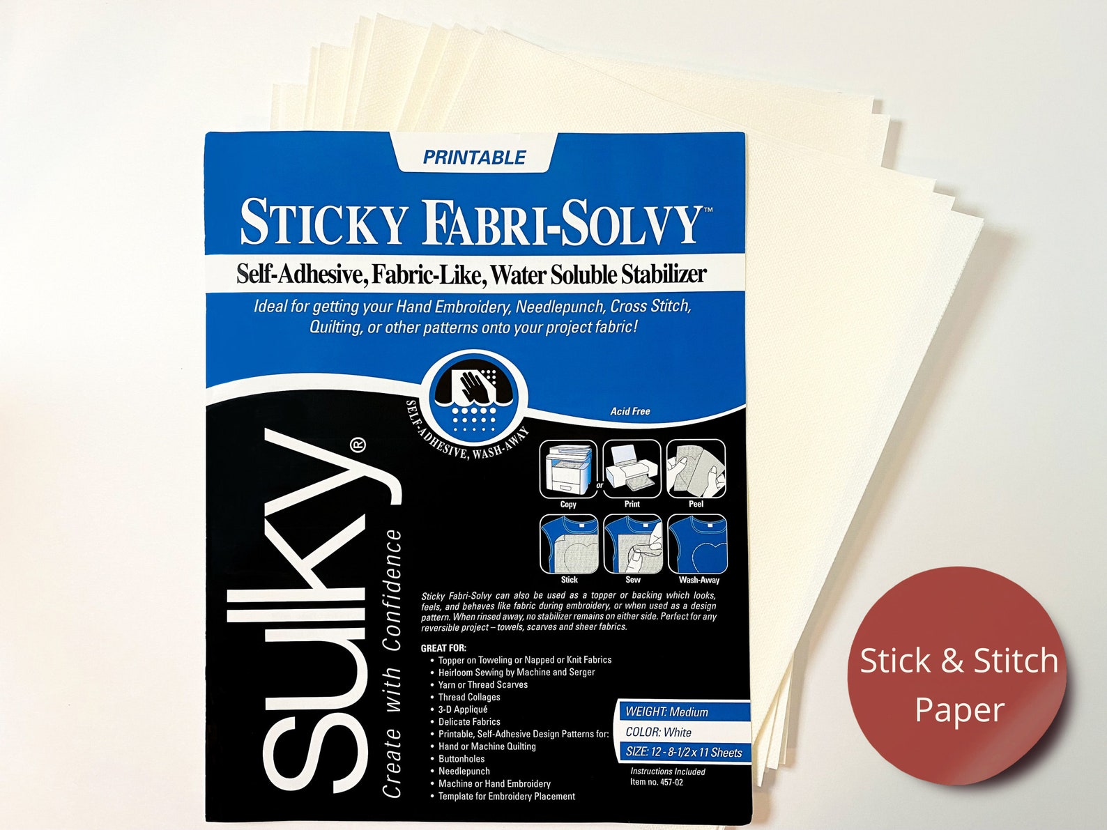 Sulky Fabri Solvy Printable Stabilizer Stick and Stitch - Etsy