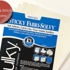Sulky Fabri Solvy Printable Stabilizer Stick and Stitch - Etsy