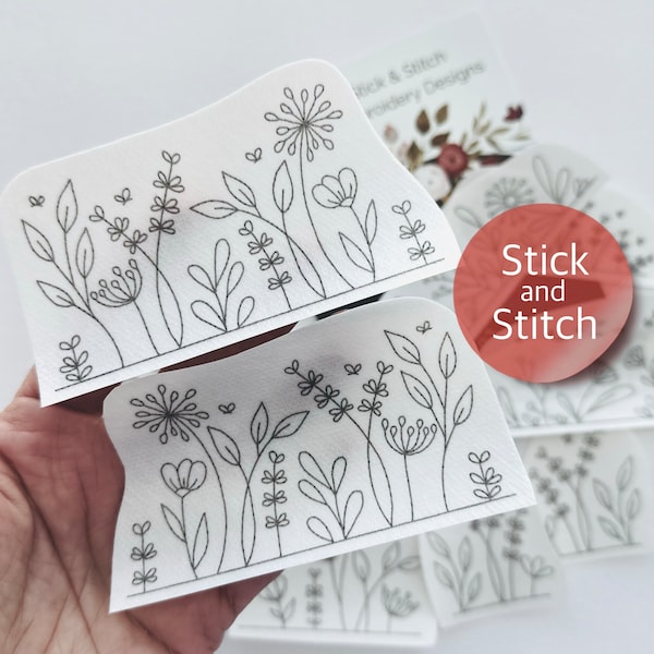 Botanisches Paar Handstickmuster, Stick und Stickmuster, Stickpackung zum Aufbügeln, Stickpackung zum Aufbügeln, Stickpackung zum Aufbügeln