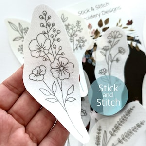 Frühlingsblumen Handstickerei, Stick und Stich Transfer Patch, Stick und Stick Aufnäher, trendy Stickpackung für Kleidung