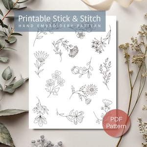 Puede incluir: Patrón de bordado a mano imprimible de pegar y coser con 12 diseños florales diferentes. Los diseños son simples y delicados, perfectos para principiantes. Patrón PDF.
