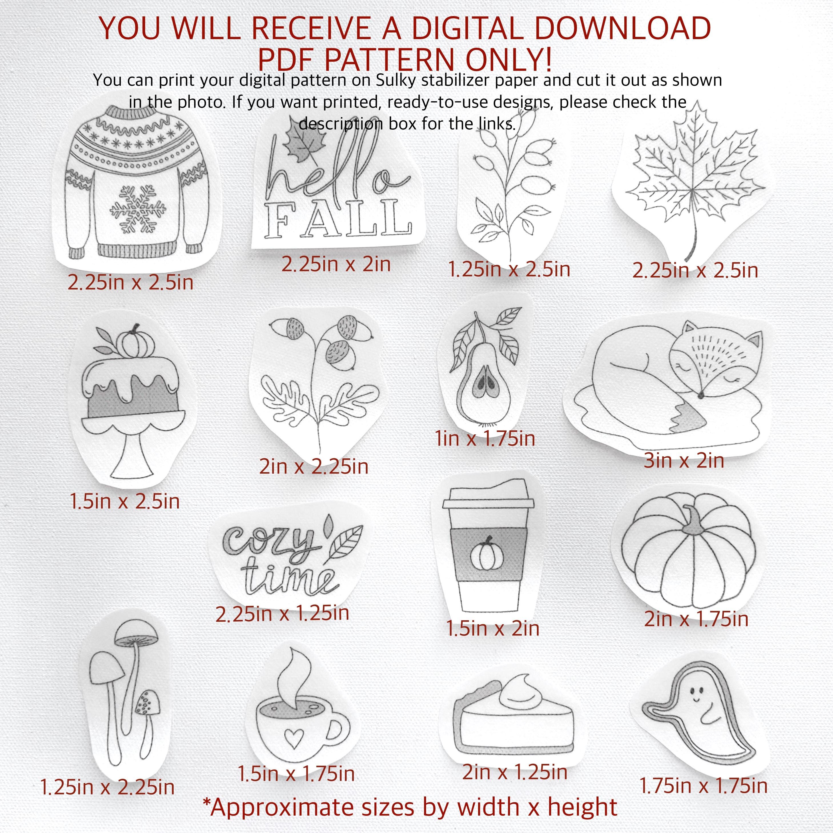Fall Hand Embroidery Pattern, Printable Stick and Stitch Design ...