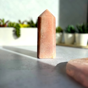 5.5&quot; Pink Amethyst Tower | Pink Amethyst | Tower Obelisk | Crystal Decor | Healing Crystals | Home Decor | Spiritual Gift | Crystal Gift
