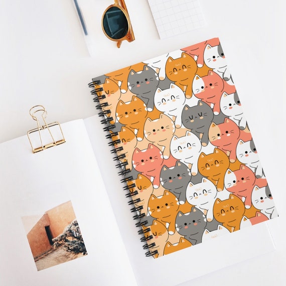 Spiral Notebook, Kawaii Notebook, Spiral Cat Notebook, Journal