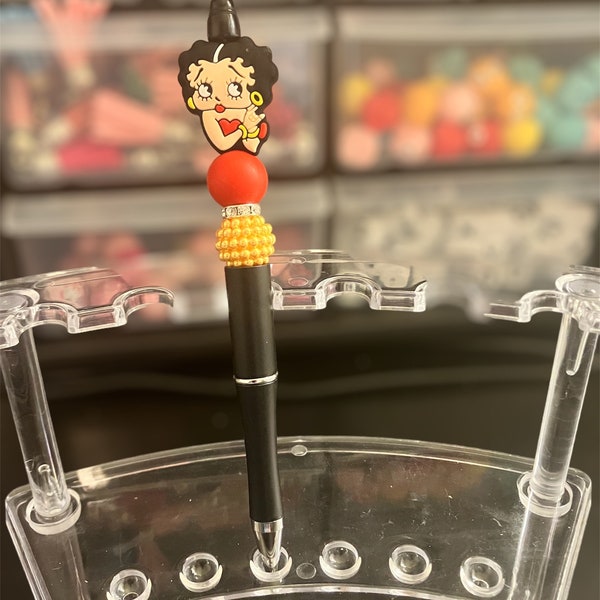 Character Beaded Pen| Betty Boop| Stocking Stuffer| Party Favor| Novelty Gift| Cartoon