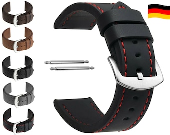 18 | 20 | 22 | 24 mm watch strap brown black replacement leather imitation band basic