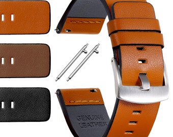 18 | 20 | 22 | 24 mm GENUINE LEATHER watch strap brown black replacement leather strap basic